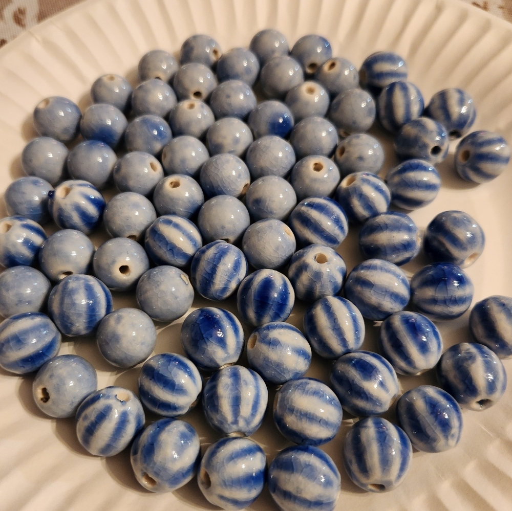 Lot Handmade Glazed Porcelain beads. 75 beads.